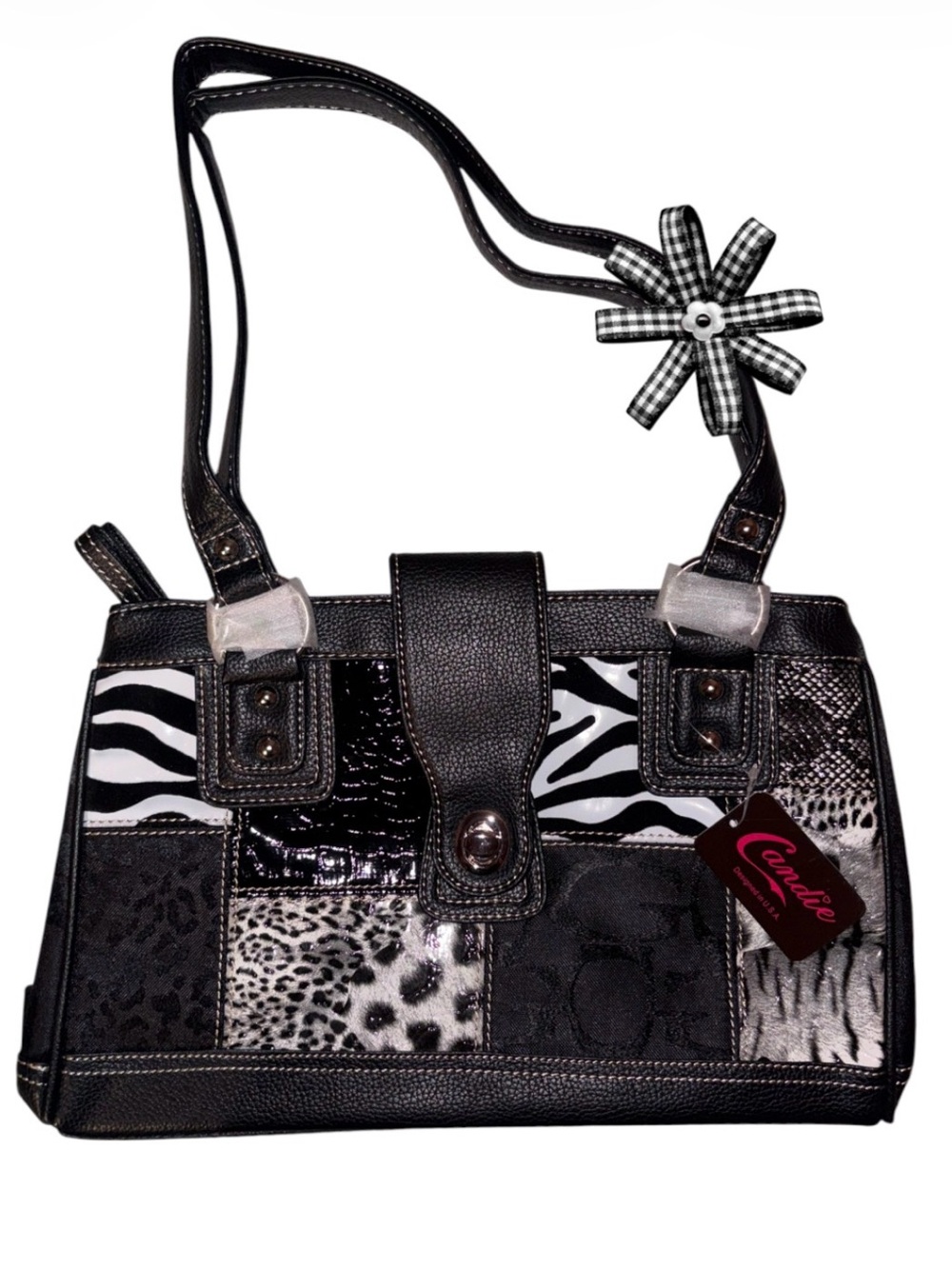 y2k vintage patchwork shoulder bag